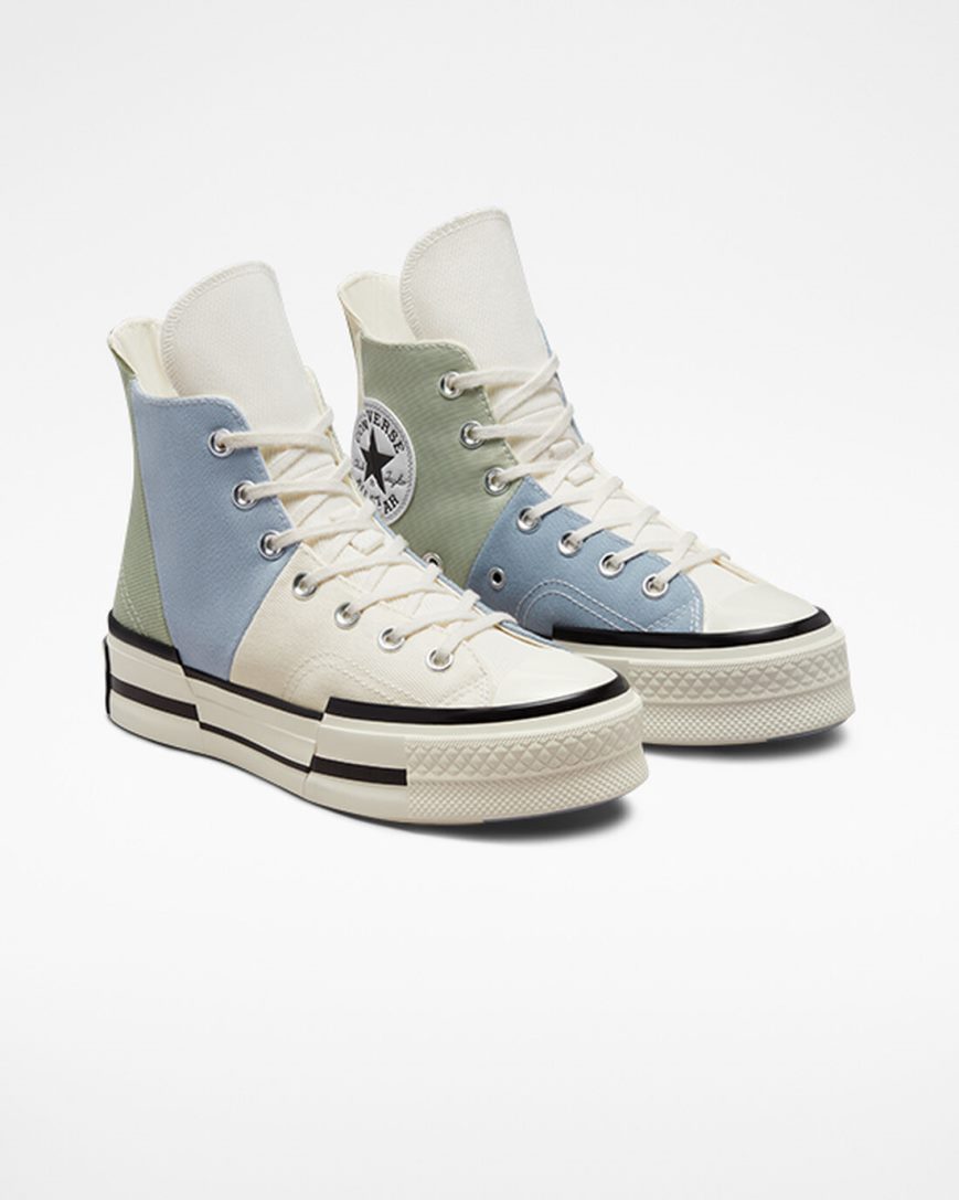 Zapatillas Altas Converse Chuck 70 Plus Material Mashup Mujer Verde Oliva | PE 574E0P